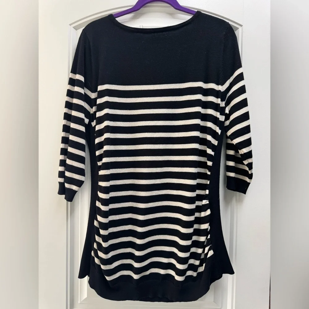Maurices Black and White Cuffed 3/4 Sleeve Sweater - Picture 2 of 7